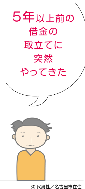 5年以上前の借金の取立てに突然やってきた　30代男性／名古屋市在住